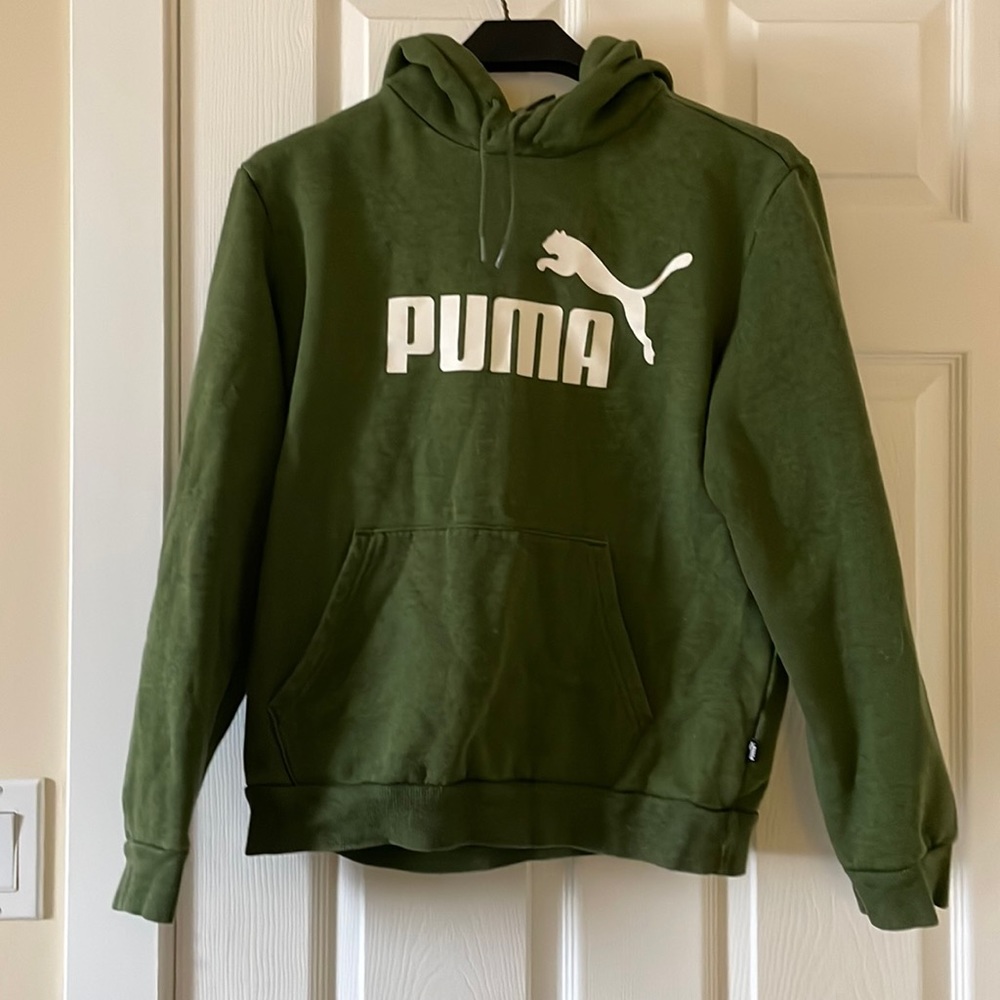 Green puma hoodie pullover style athleisure sport